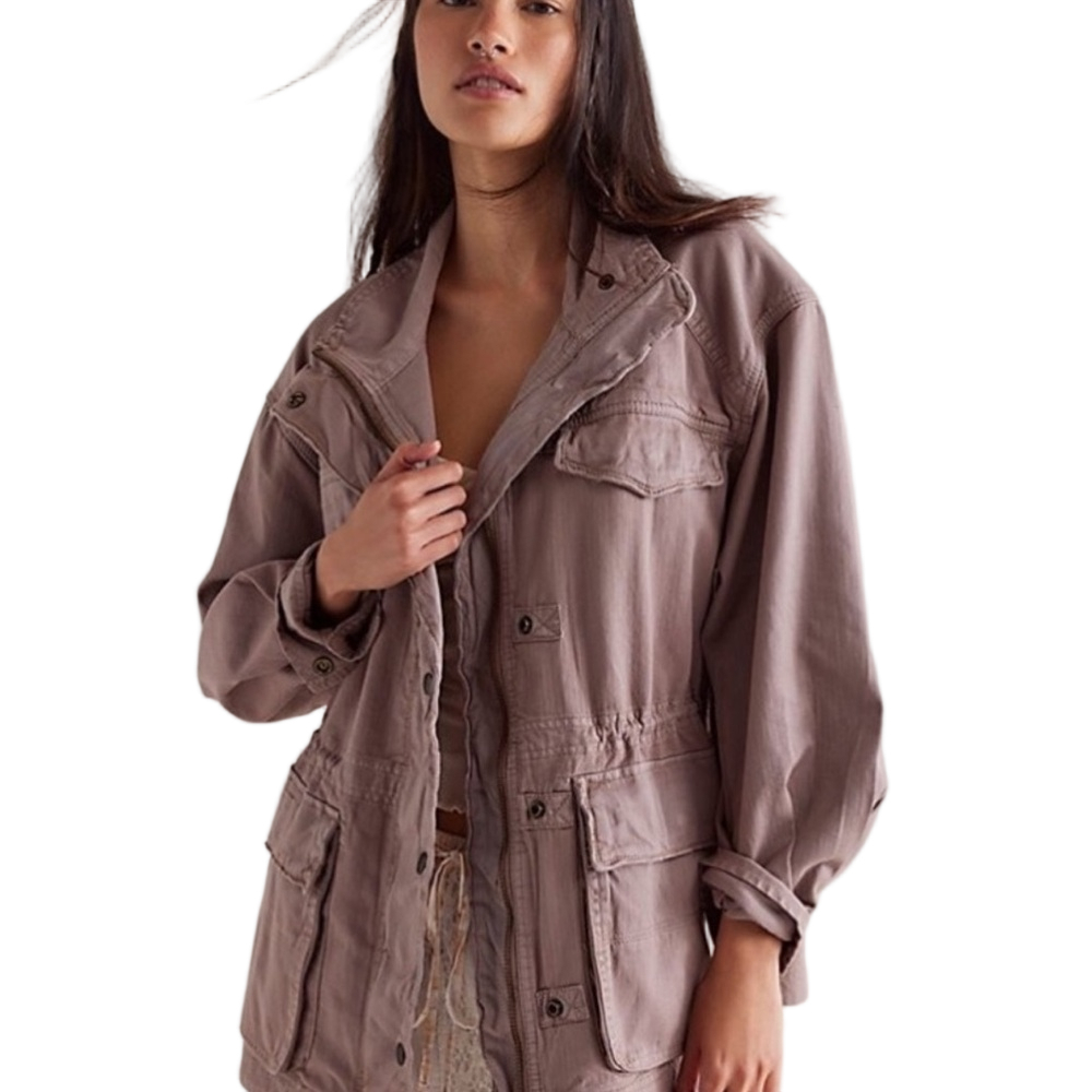 Free People Arya Purple Pink Cotton Utility Jacket Small